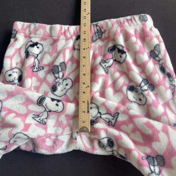 Munki Munki Peanuts Pajama Set Womens XL Snoopy Hearts Fleece Sleepwear Cute - Picture 9 of 12